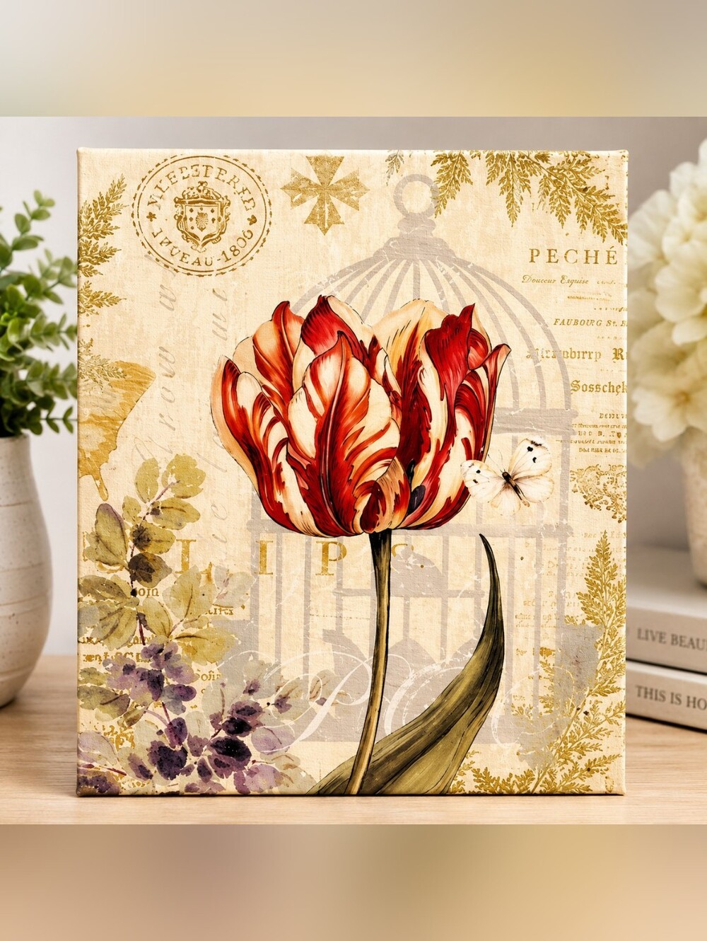 Vintage Tulip Canvas Wall Art 11x14 by Pamela Gladding
